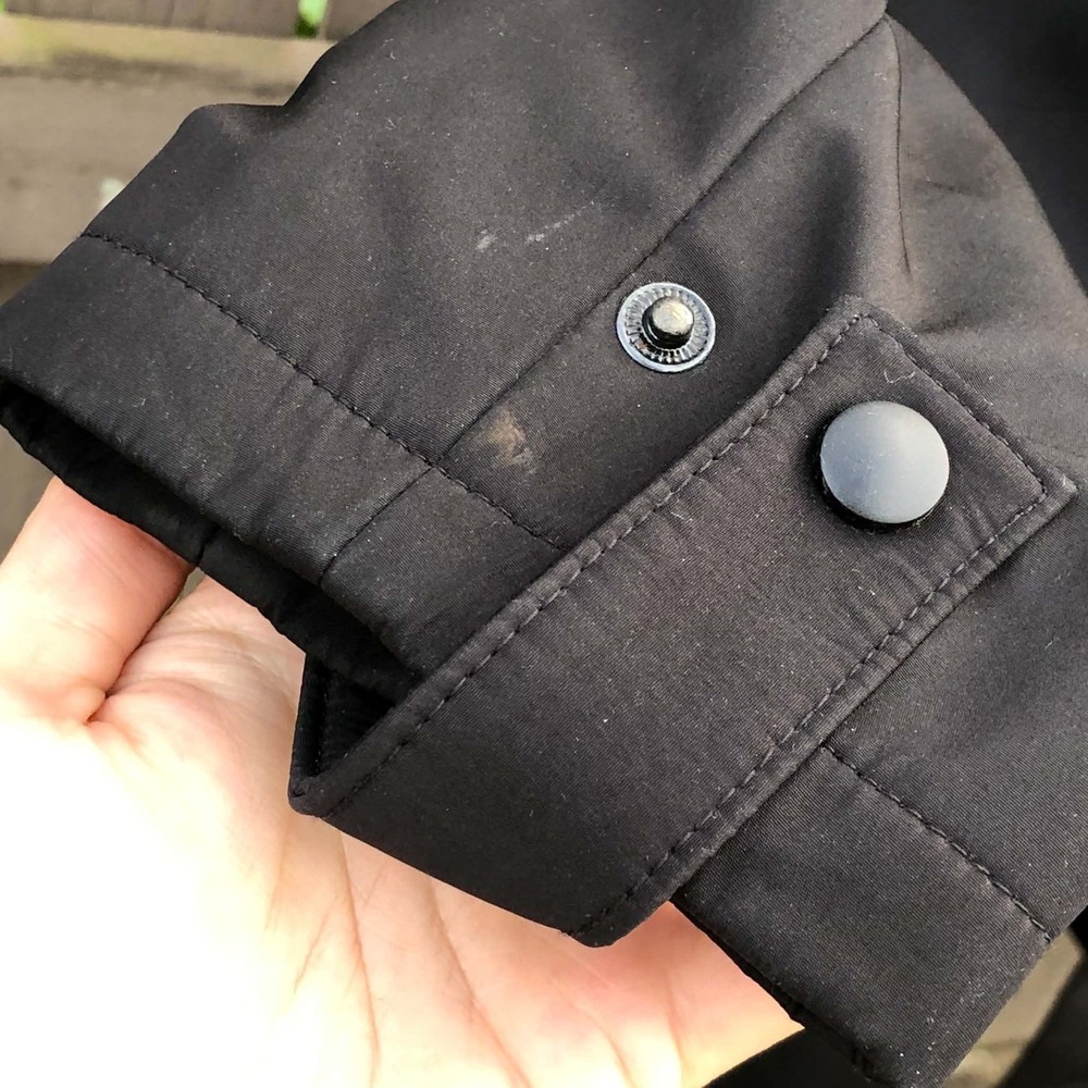 Vintage Y2K GAP Black Long Belted Trench Coat Womens Large Grunge Minimalist - Picture 6 of 16